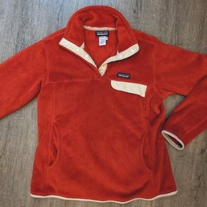 EUC Patagonia Fleece Pullover Quarter Snap Rust Orange